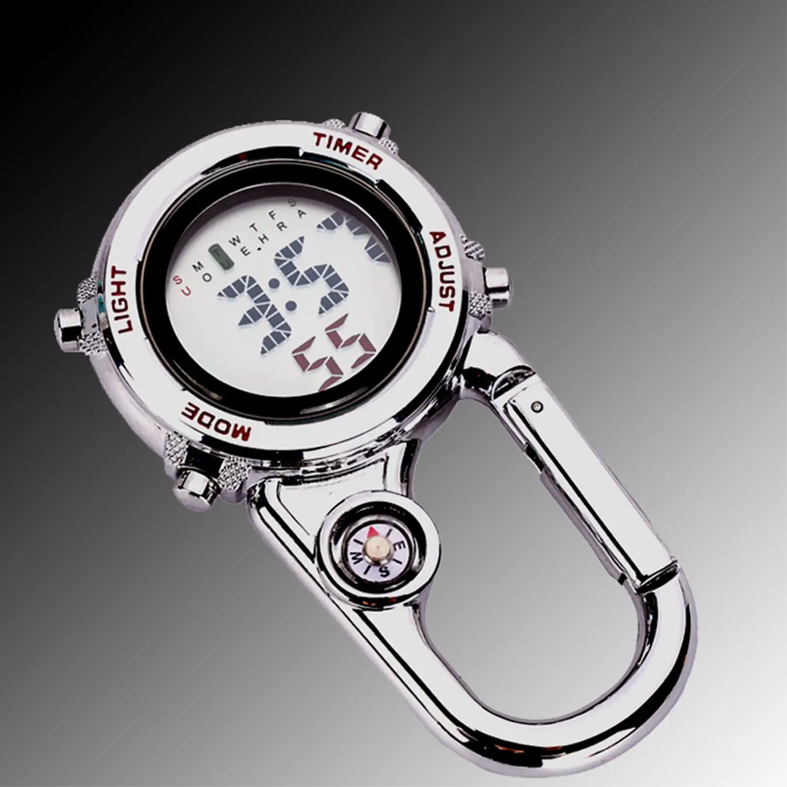 Multi Function Digital Carabiner Watch Unisex Pocket Watch Backpack Fob Watch for Work Chefs