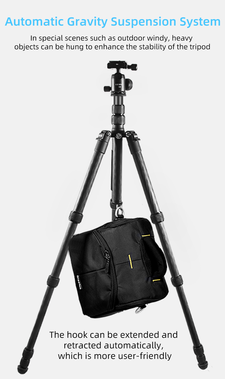 BEXIN Reise-Profi-Stativ Leichtes Carbonfaser-Einbeinstativ mit Kugelkopf für Canon Sony Nikon DSLR-Kameras – Detail 11