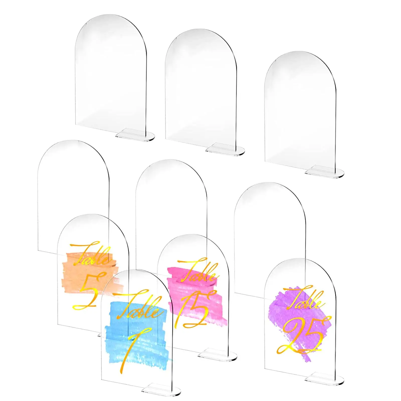 10Pcs Acrylic Place Cards Table Numbers with Holder Blank Signs for Party