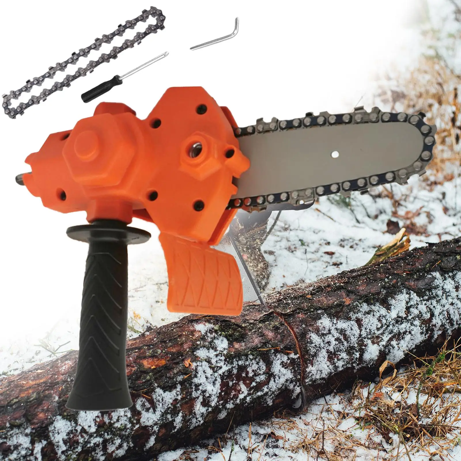 Mini Chainsaw Brackets with Spare Chain Electric Drill into Chain Saw for Garden Farming