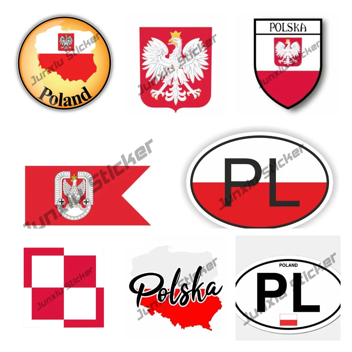 Polonia PL bandera de la UE en autos de la placa de las cúpulas Adhesivo Calcomanía paquete de 2 