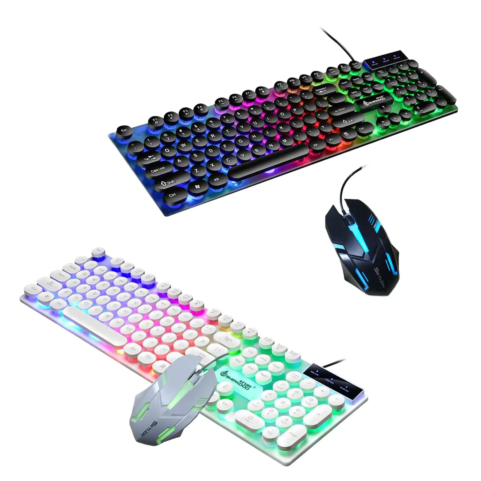 USB RGB Rainbow LED Backlit Mouse Keyboard Set, Quickly Reaction, Wide Compatibility