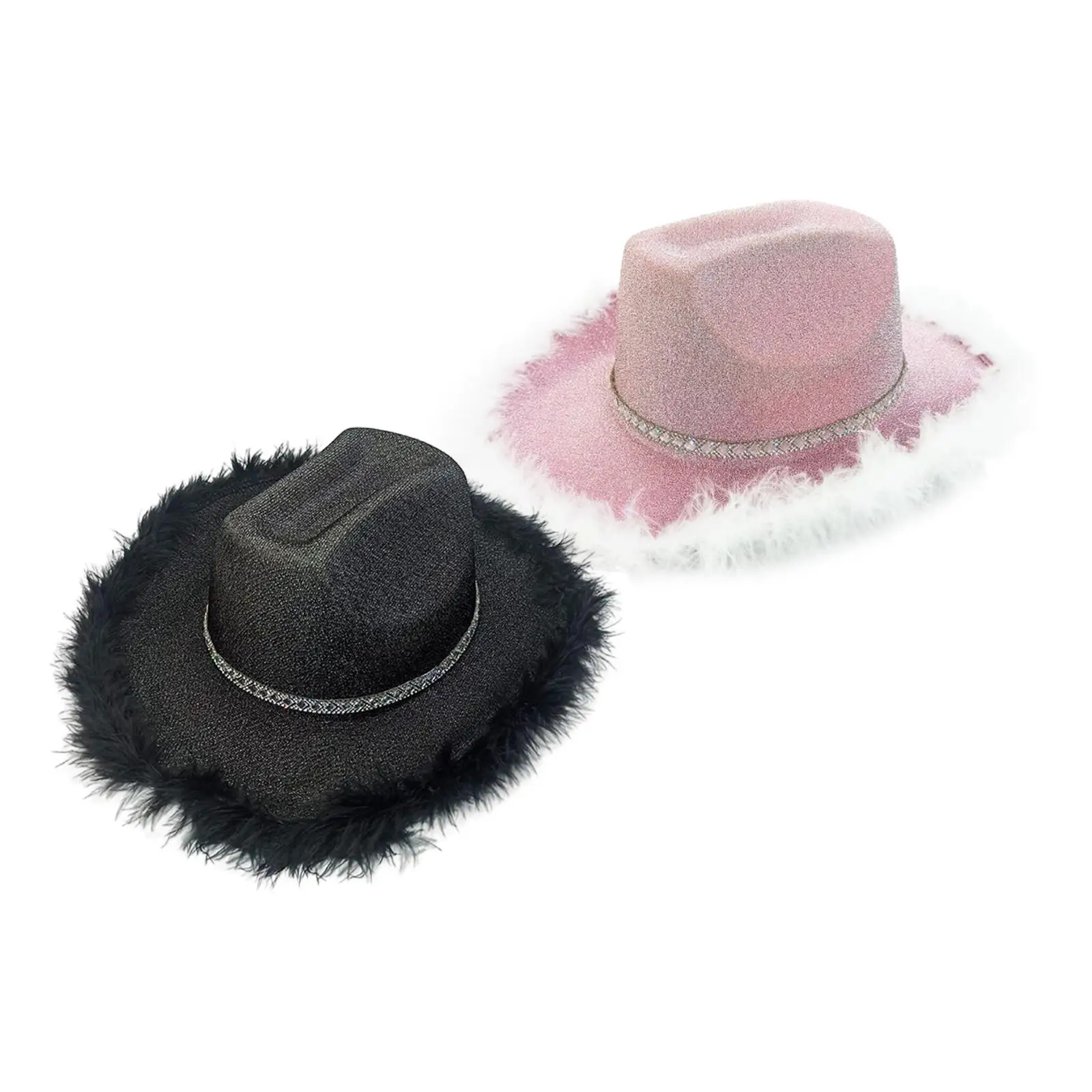 Western Theme Cowboy Hat Cowgirl Hat with Artificial Feather for Unisex