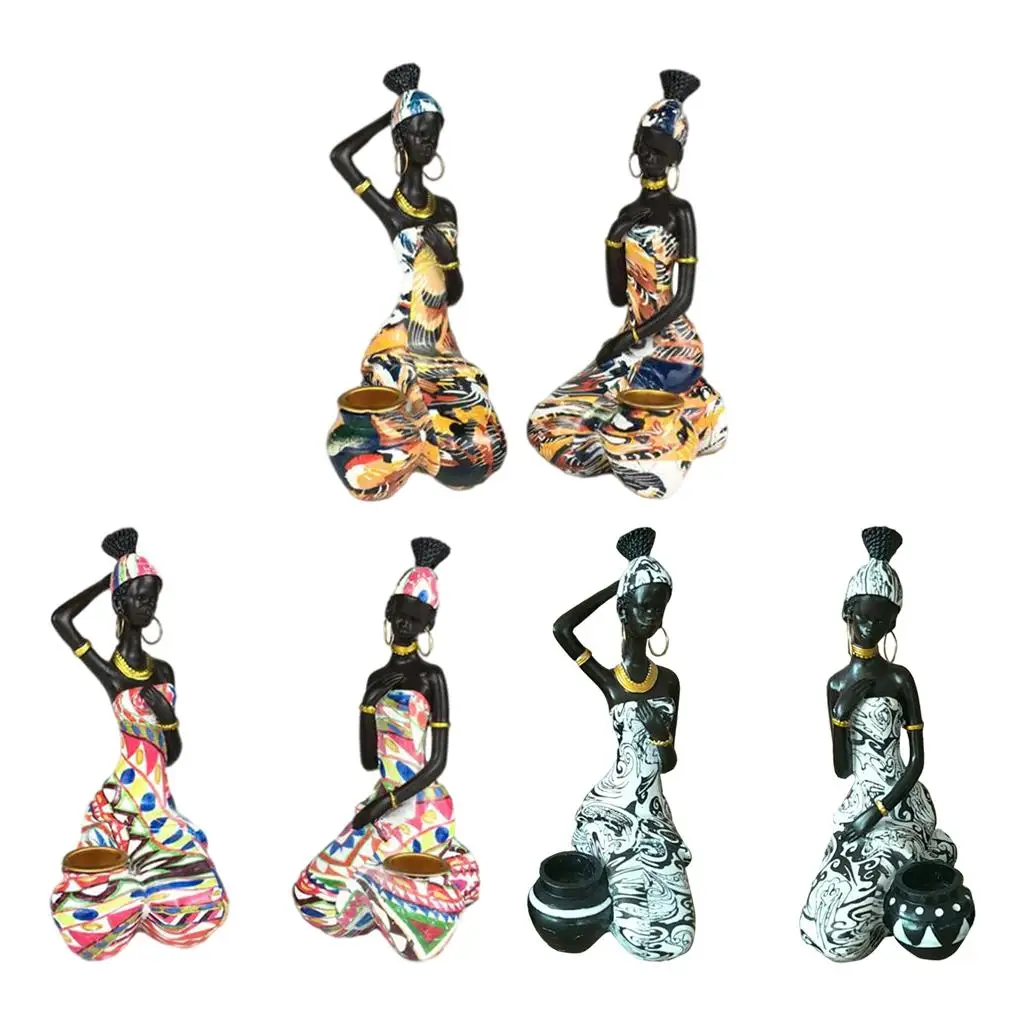 Candle Holder Figurine African Art Candleholders for Dining Room