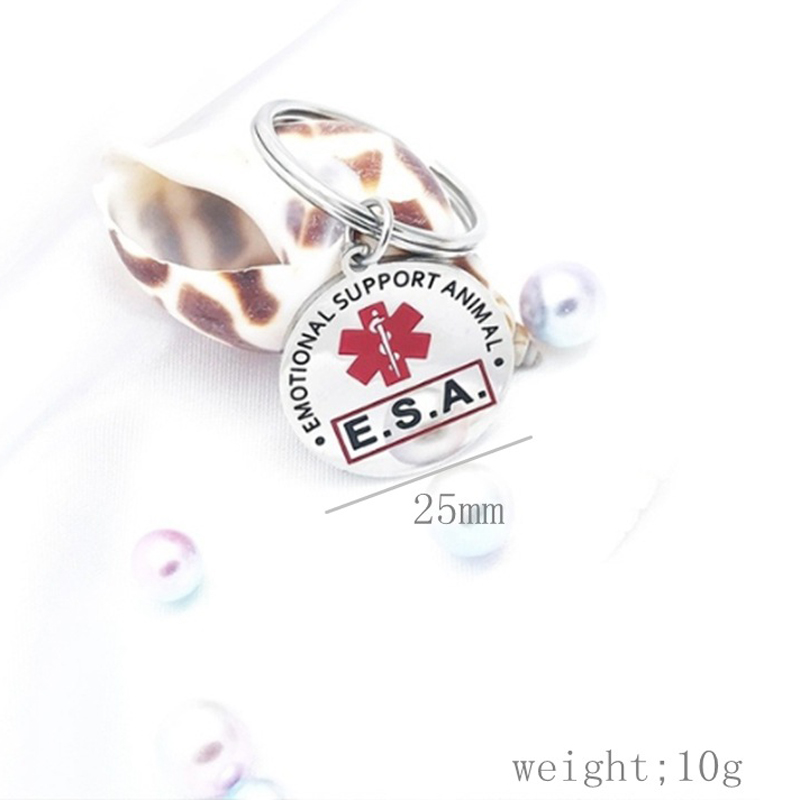 ESA Unterstützung Keychain Service Hund Tag Emotionale Unterstützung Tier mit Rot Medical Alert Symbol 1 zoll Schalter zu Halsbänder und weste Katze – Detail 5