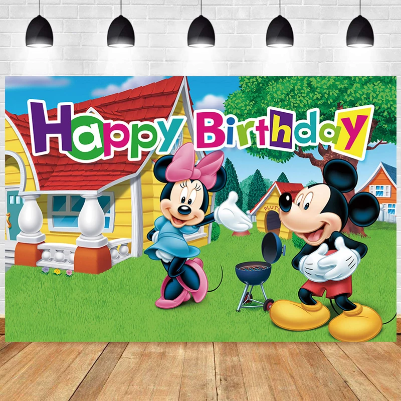 disney fundo personalizado festa backdrops mickey minnie mouse decorações de aniversário das crianças decoração photozone parede backdrops