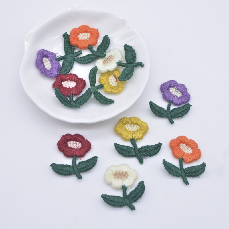 20 Stücke 25*30mm Gestickte Strickblume für DIY Kopfschmuck Clips Bogen Haar Kreis Dekor Zubehör Handgemachte Kleidung Patches – Detail 1