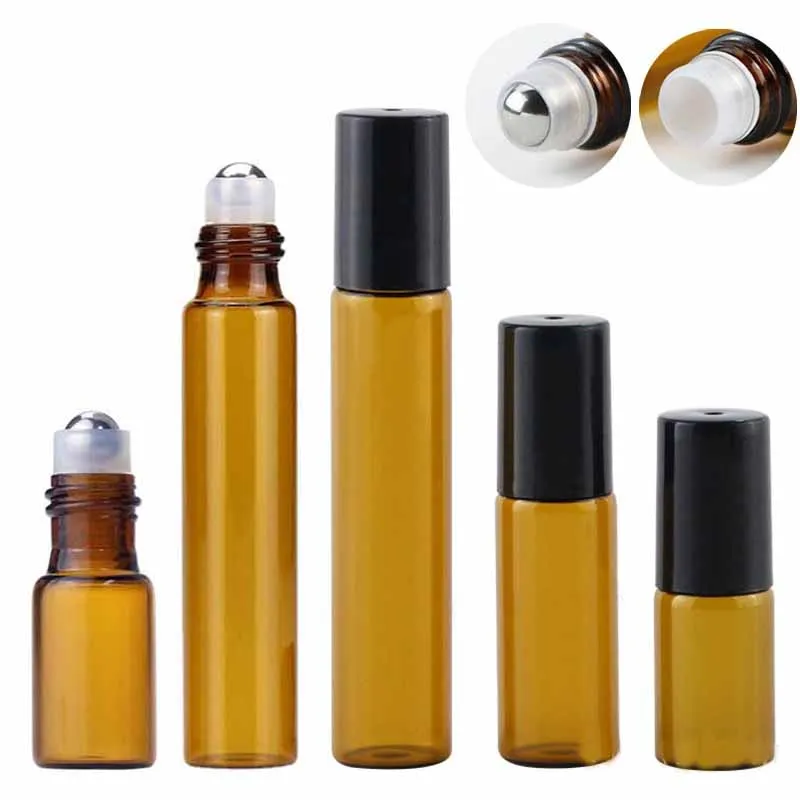 Best of 10 / 20Pcs Amber Glass Roll On Bottle With Glass Metal Ball Sample Test Essential Oil Vials Perfume Refillable Bottles 3 / 5 / 10ml Reviews & Tips