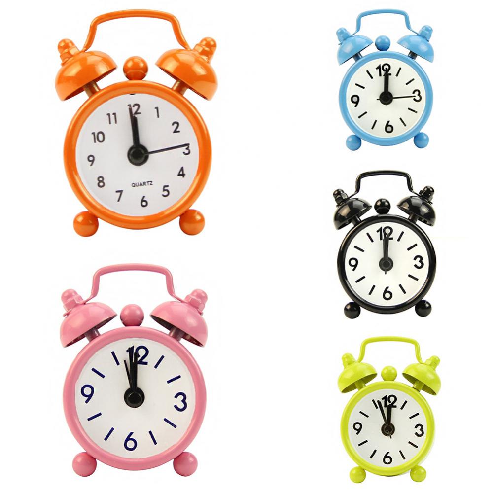 Description Picture 5 of itemPortable Mini Alarm Clock Retro Round Number Clock Double Bell Desk Table Clock Durable Digital Quartz Clock Home Decoration