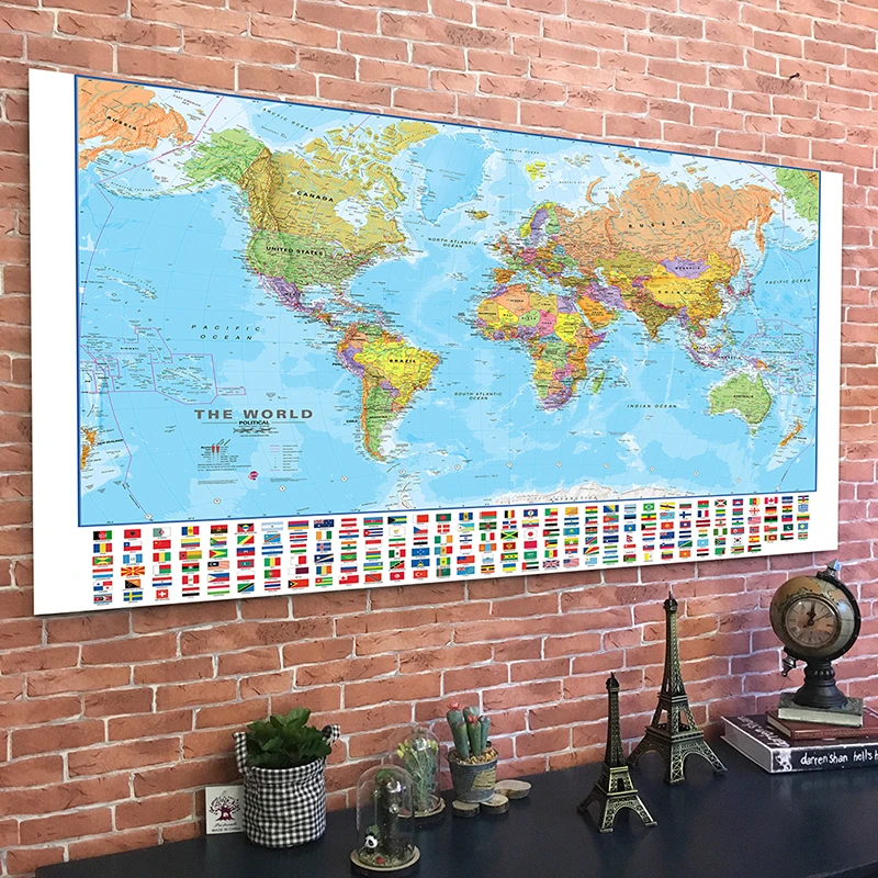 materiais culturais e educacionais, mapa do mundo 150x 225cm