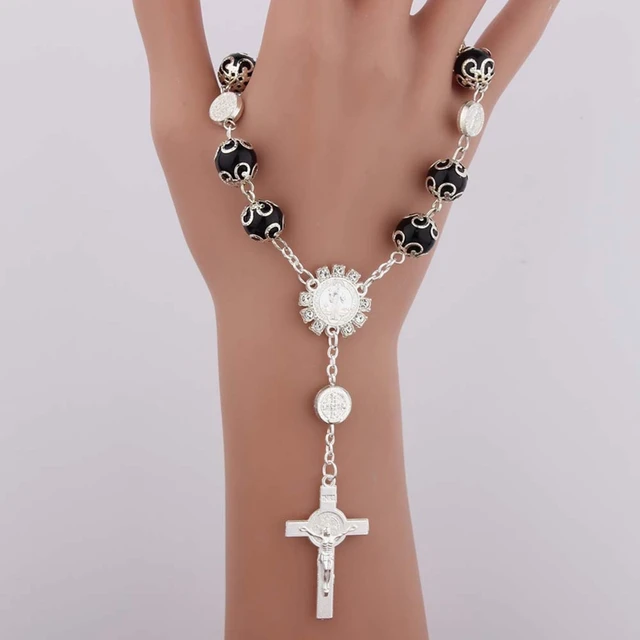 Baby Pearl Baptism Communion Gift Catholic for Cross Finger Chain Mini  Rosary Gold Silver for Cross Rosary Bracelet for 