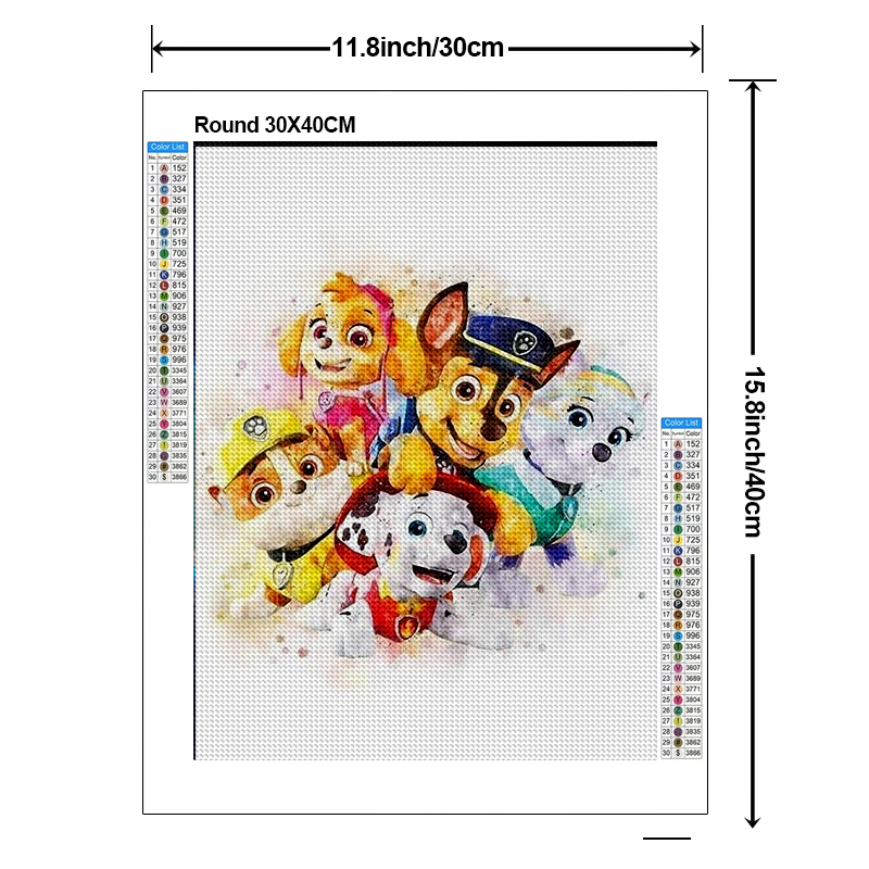 Description Picture 4 of itemDIY Wang Wang Team Makes Great Achievements in Diamond Painting Colorful Cartoon Dog Cross Embroidery Mosaic Home Decoration