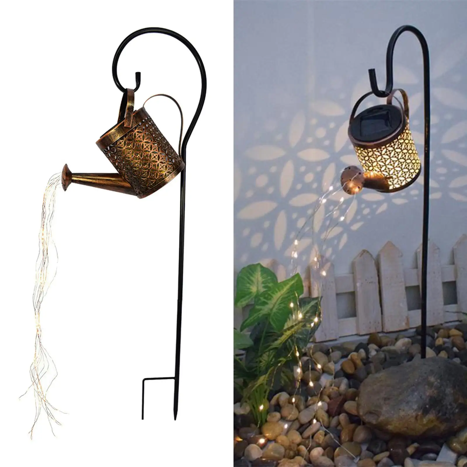 Metal Solar Watering Can Lights Solar Garden Lights LED Waterfall Lights for Porches Party