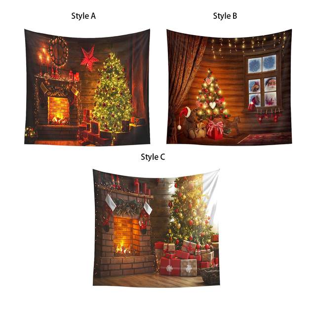 Portable Christmas Photography Background Christmas Tapestry Photo Studio Props Party Favors Wall Decor Blanket for Home Decor