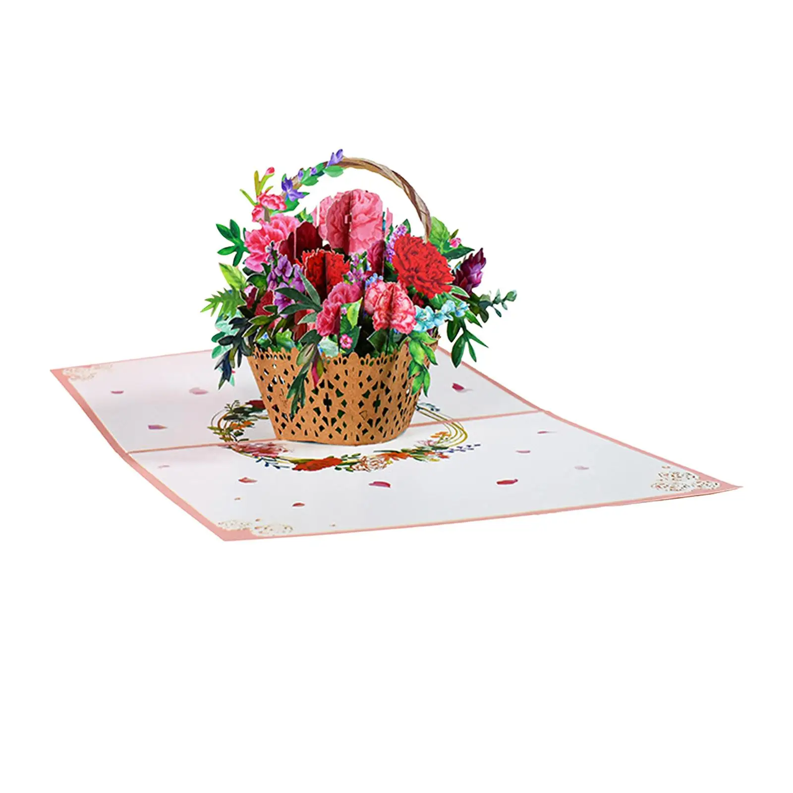 Popup Card with Note Card and Envelope Flowers Pop up Card for Congratulations Mother`s Day Holiday Happy Birthday New Year