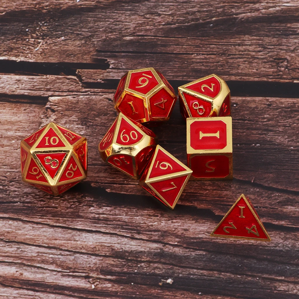 7 Pieces Zinc Alloy Polyhedral DND Dice Sets 7-Die Metal Dice for  and Dragons  DND RPG MTG Table Gaming Dice