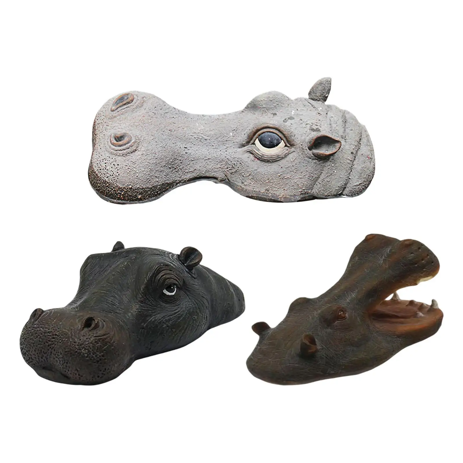 Resin Floating Hippo Head Ornaments Float Fake Hippo Head Realistic Novelty Animals Statue for Yard Art Water Decorations Crafts