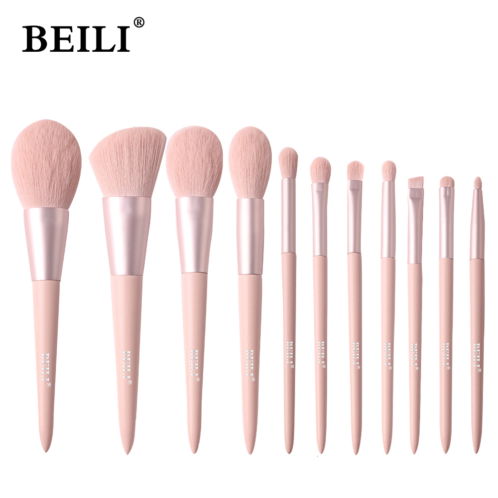 Best of BEILI 10 / 11 Pcs Pink Makeup Brushes Set Vegan Eyebrow Eyelash Powder Synthetic Hair Foundation Brush Make Up Tools For Women Reviews & Tips