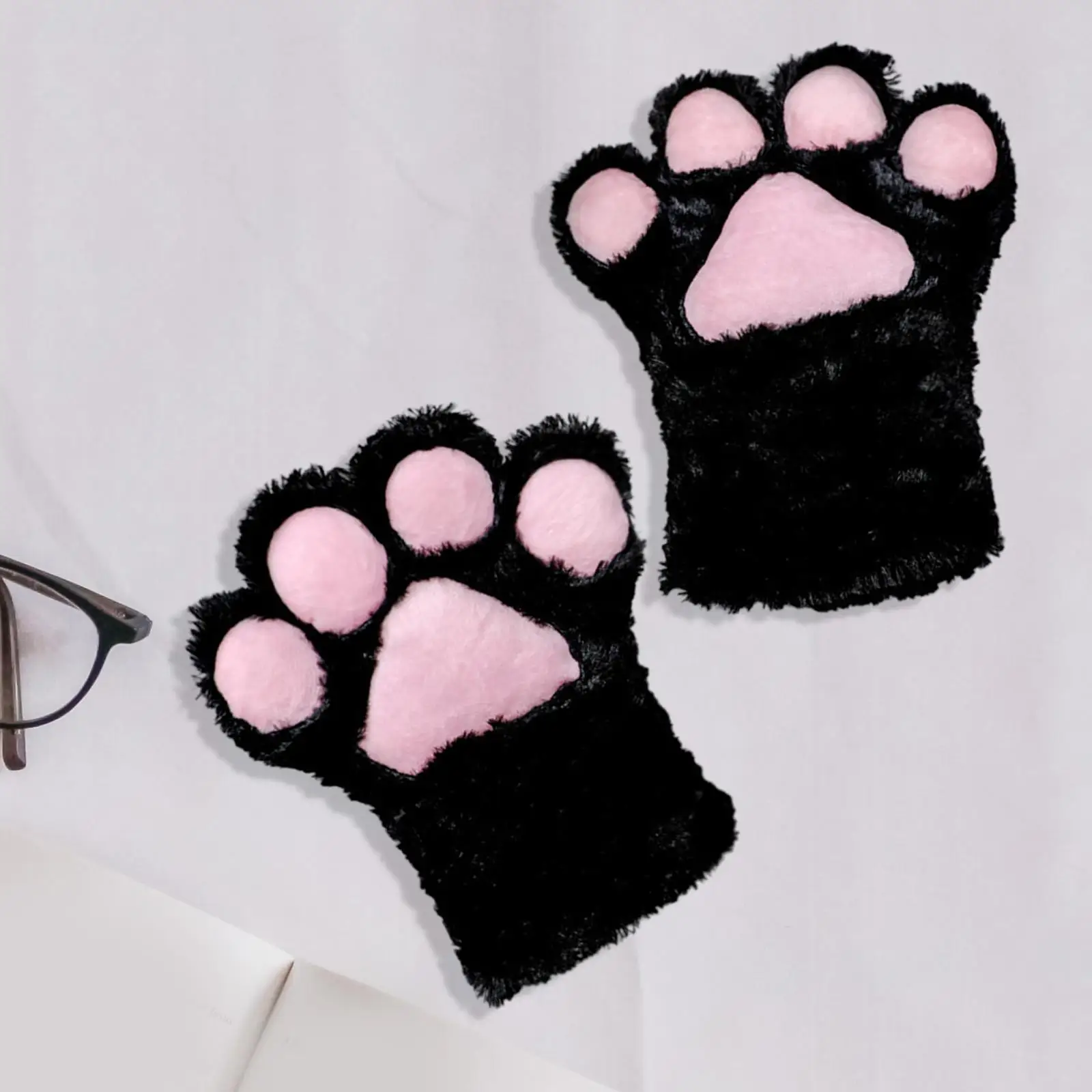  Paw Gloves Half Finger Gloves Warm Pv Flannel Soft for Party Halloween Womens Daughter Mom