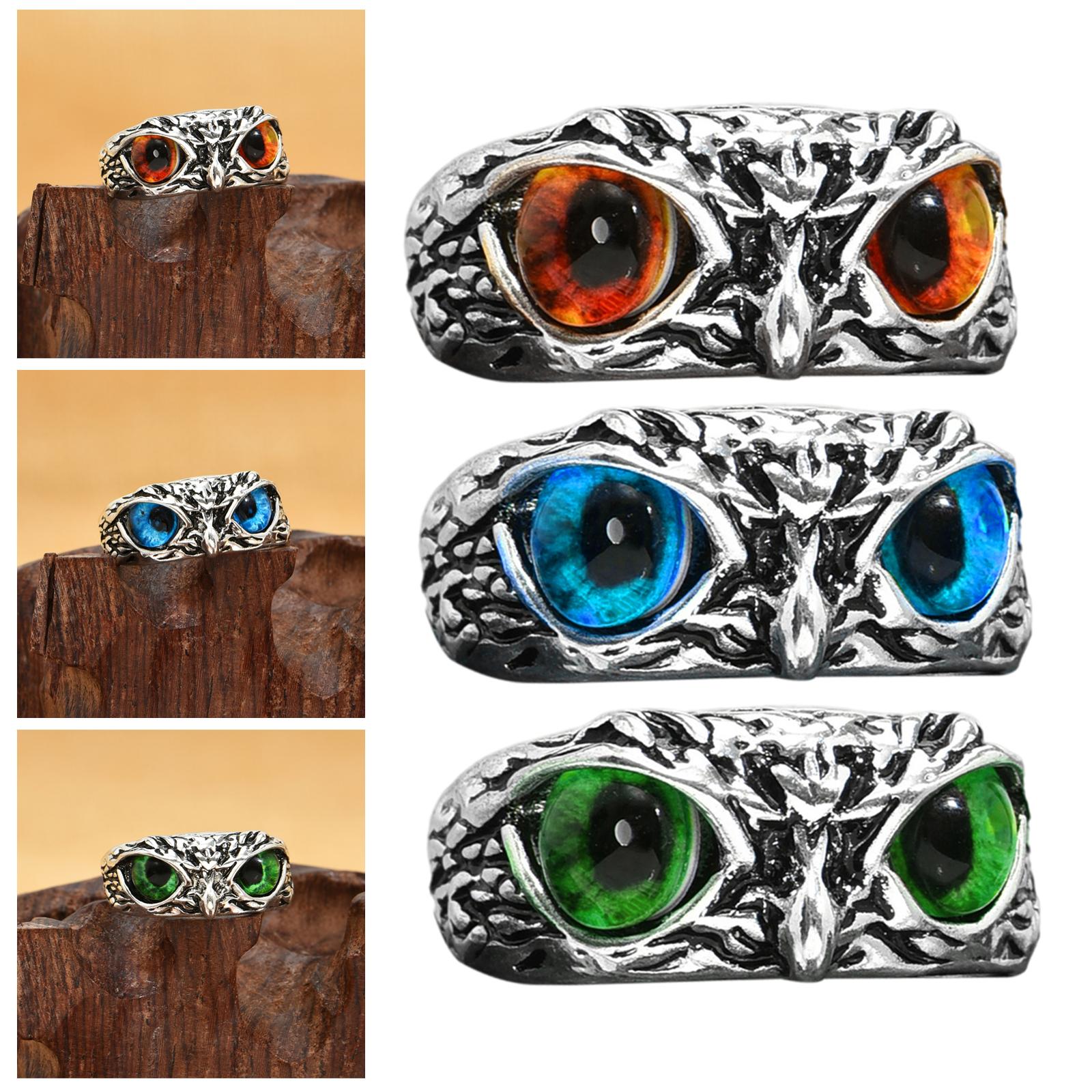 Punk Charming Fashion Owl Ring Adjustable Creative Jewelry Rock Gothic Hand Loop for Holidays Party Clubs Dance Parties Unisex