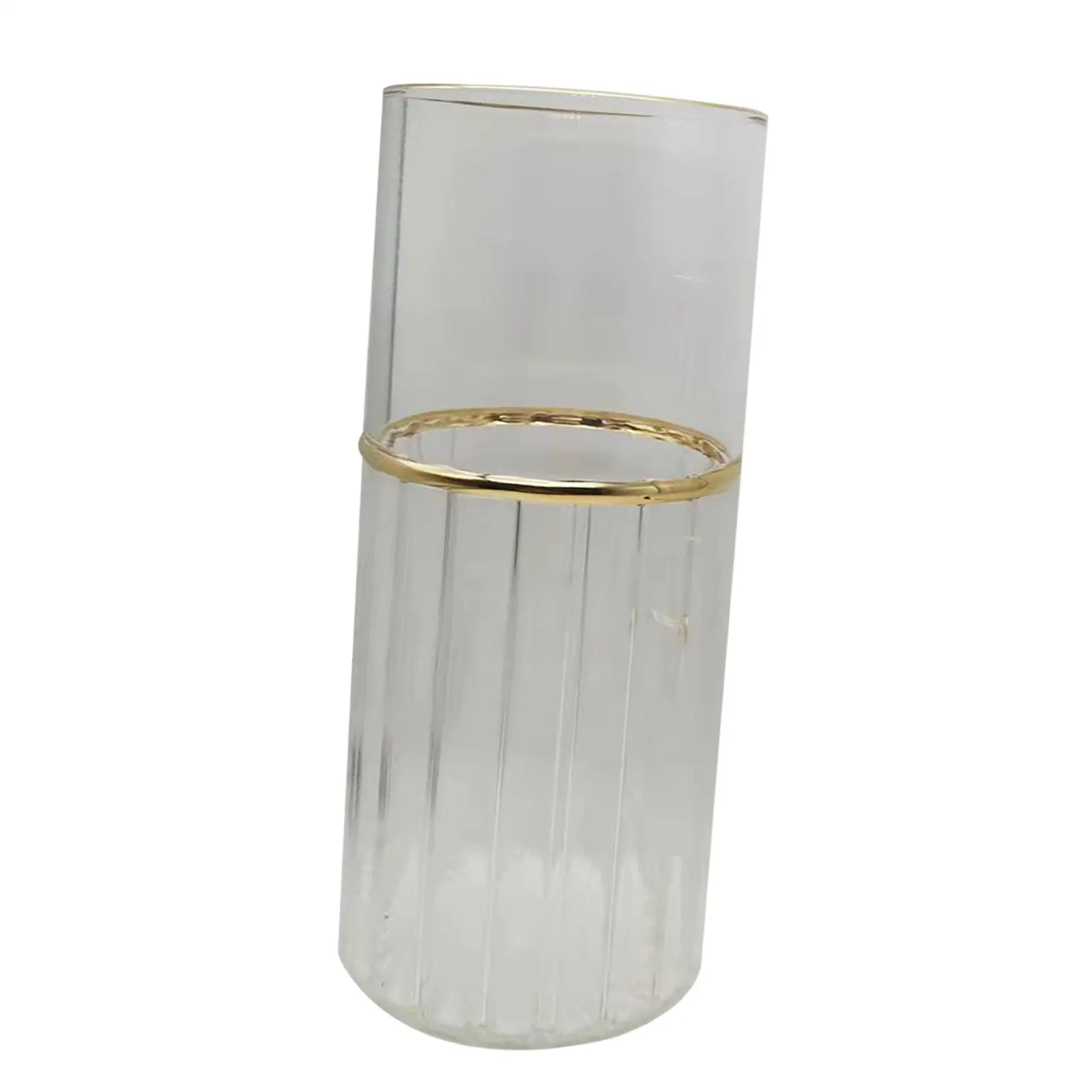 Transparent Glass Flower Vase Bottle for Centerpieces Decor Excellent Workmanship Durable Home Decor Striped Lines Multipurpose