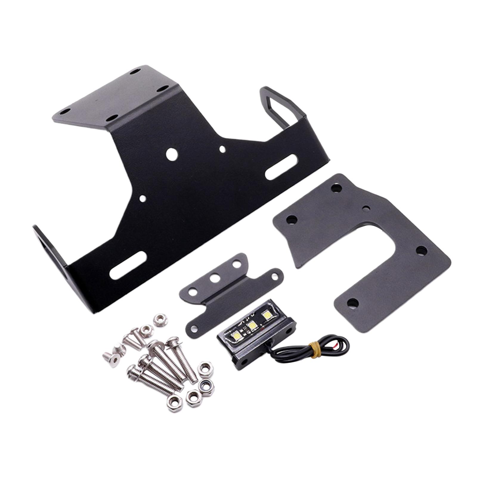 License Plate Frame Kit with LED Light Black Modified Lighting License Frame Number License Holder Fit for Kawasaki Z900 17-21