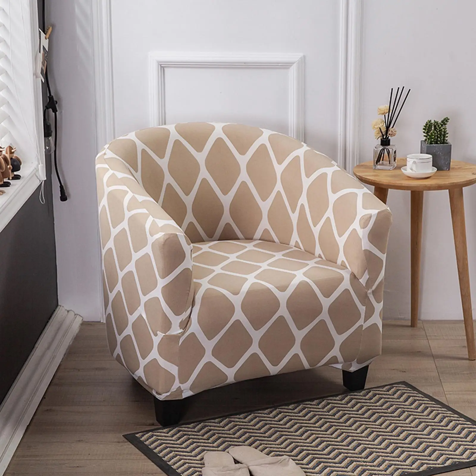 Geometric Printed Chair Slipcover Anti-Skid Arm Chair Cover