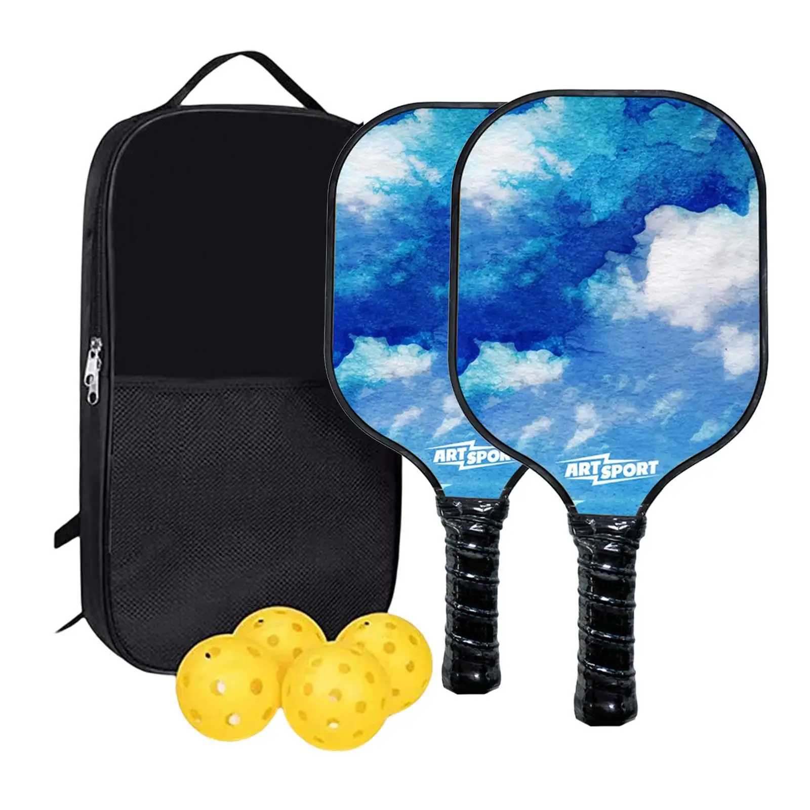 Professional Pickleball Rackets Pickleball Paddles Set 2 Paddles 4 Balls 1 Bag Rackets Training Acces for Indoor Outdoor Sports