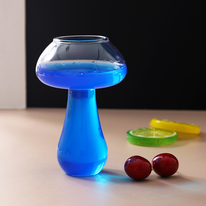 Description Picture 6 of item1PC 260ml Mushroom Shaped Cup Cocktail Fruit Juice Milk Cute Glass Cup Beer Creative Clear Wine Glasses Coffee Cups for Bar New