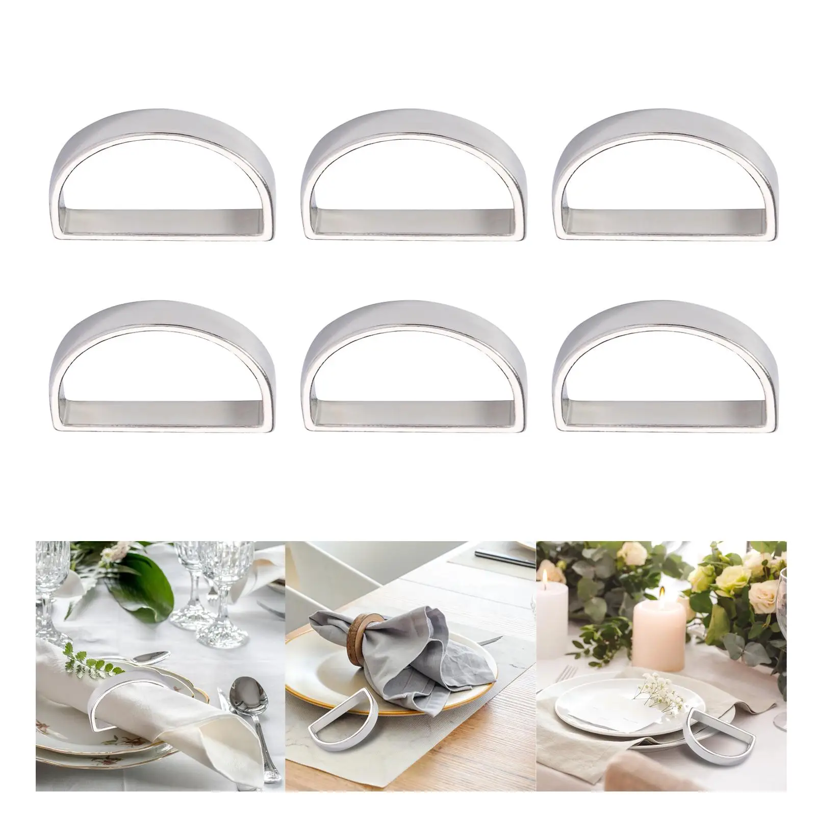6Pcs Napkin Holder Rings Adornment Serviette Buckles for Party Wedding Table