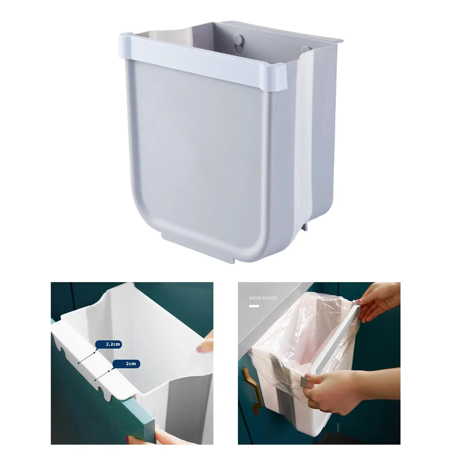Collapsible Wall Mounted Trash Can Hanging Small Waste Basket Garbage Bin Dustbin for Cabinet Camping Bedroom Door Office