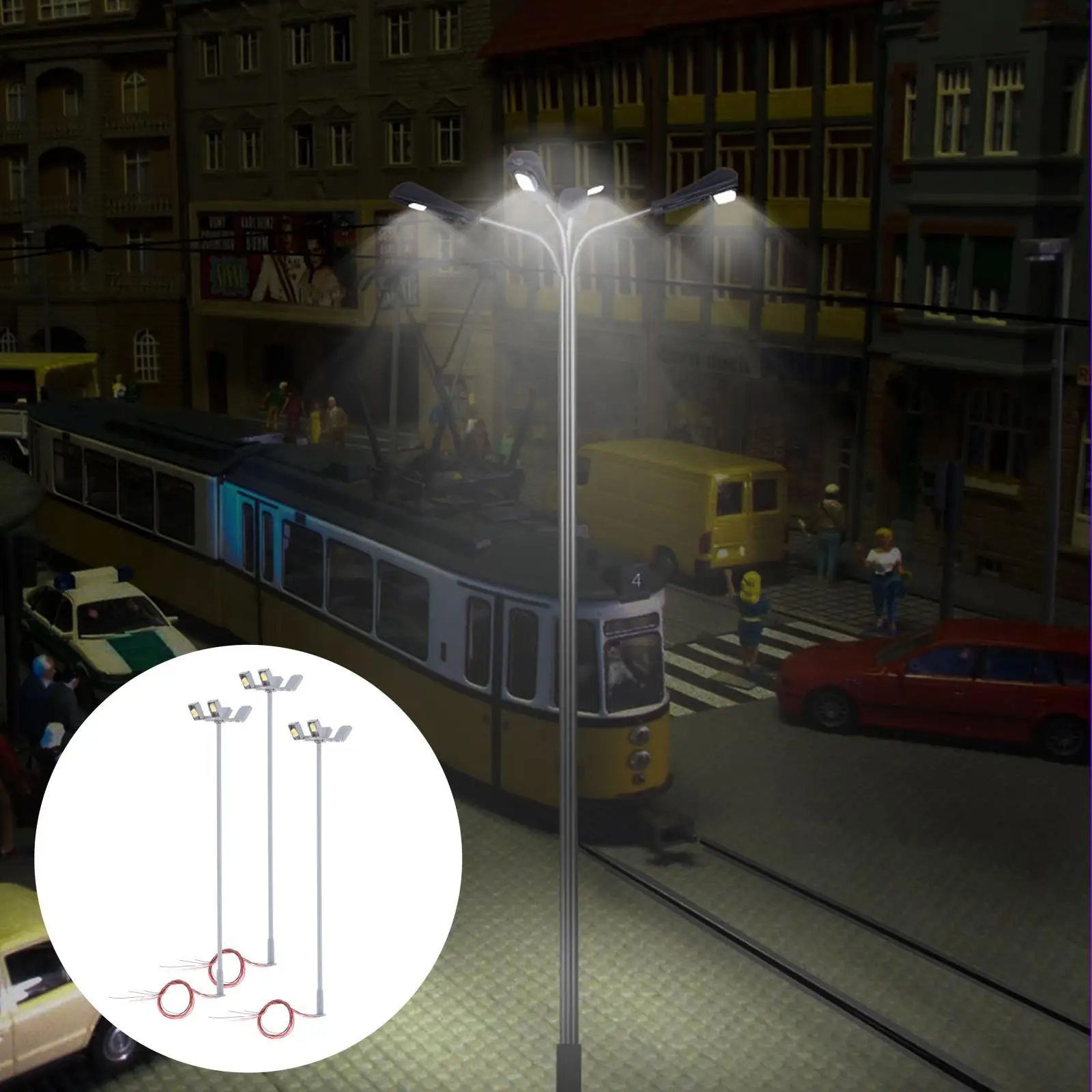 3x Miniature 1:87 Model Railway Scenery LED Light HO Gauge Lamppost 3V for