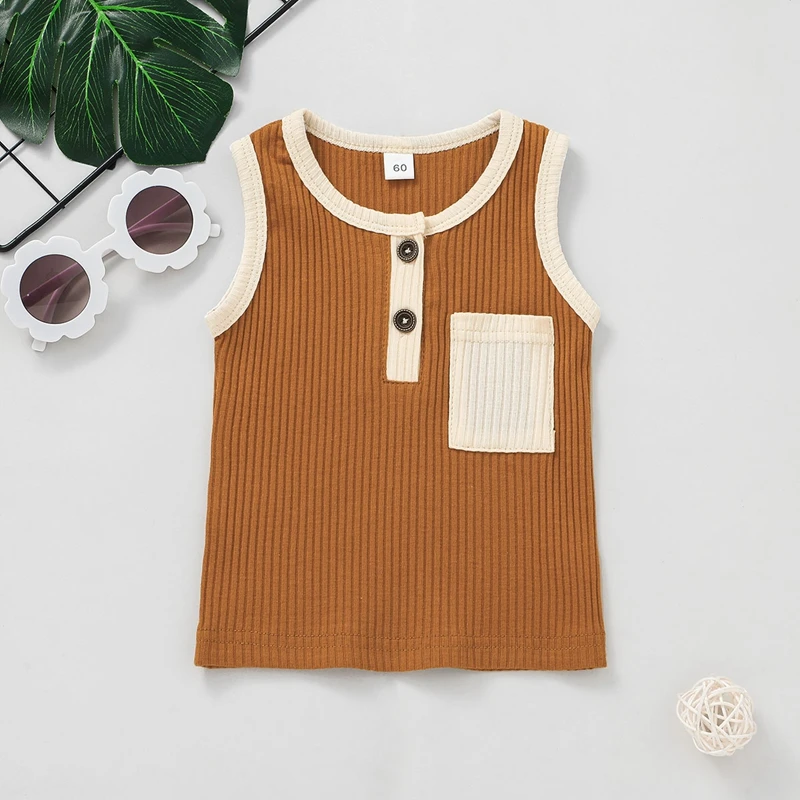 baby clothing set line 4 Colors Toddler Newborn Baby Boys Clothes Sets Summer Kids Girls Ribbed Knitted Patchwork Sleeveless Vest+Shorts Tracksuits newborn baby clothing gift set