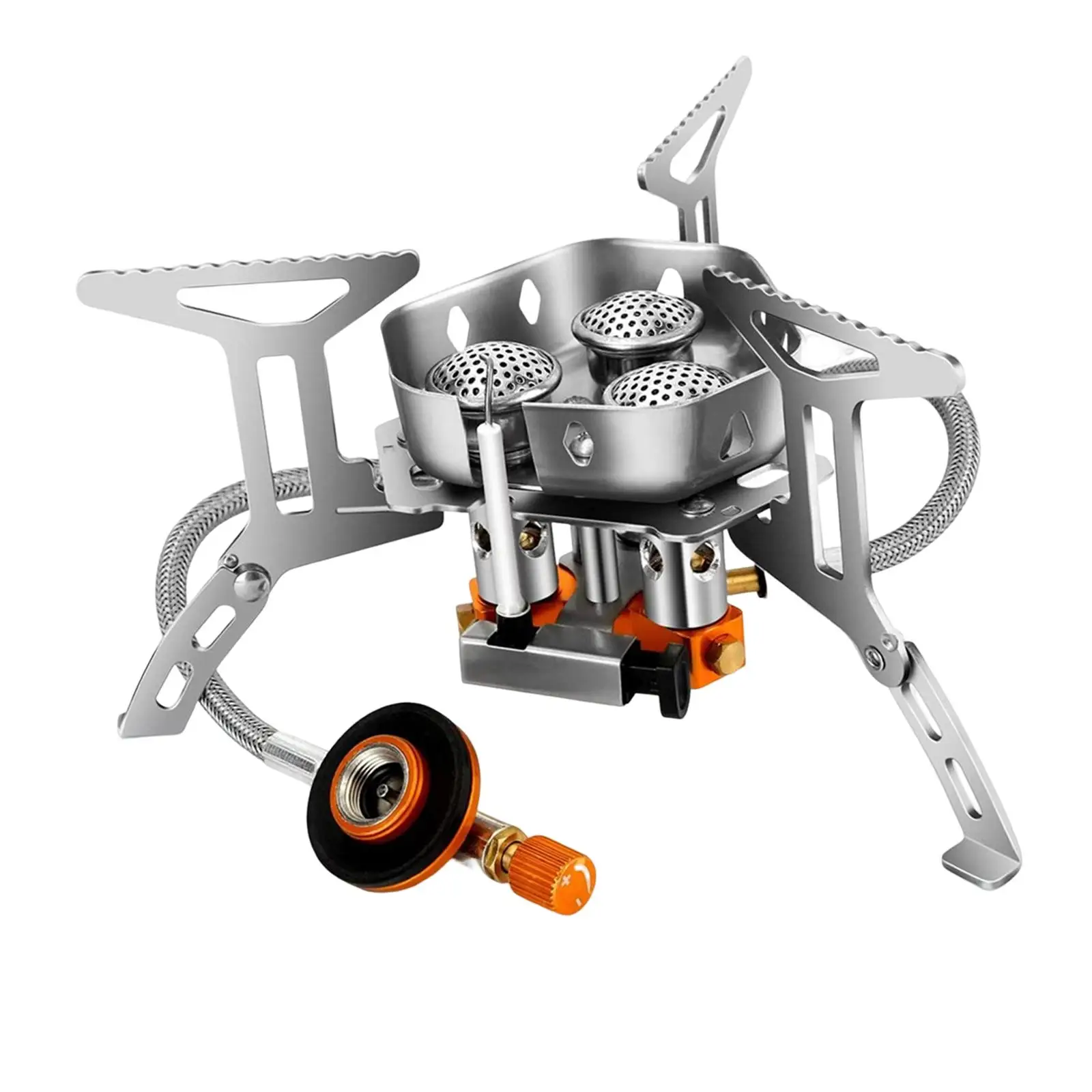 Portable Camping Gas Stove 3 Heads Mini Cookware with Adapter Windproof Lightweight Tool Mini for Travel Hiking Camping Fishing