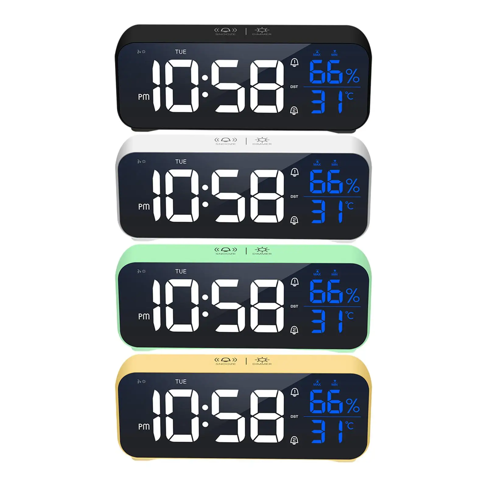 Music LED Digital Alarm Clock 2 Alarm Setting Snooze Function Large for Home