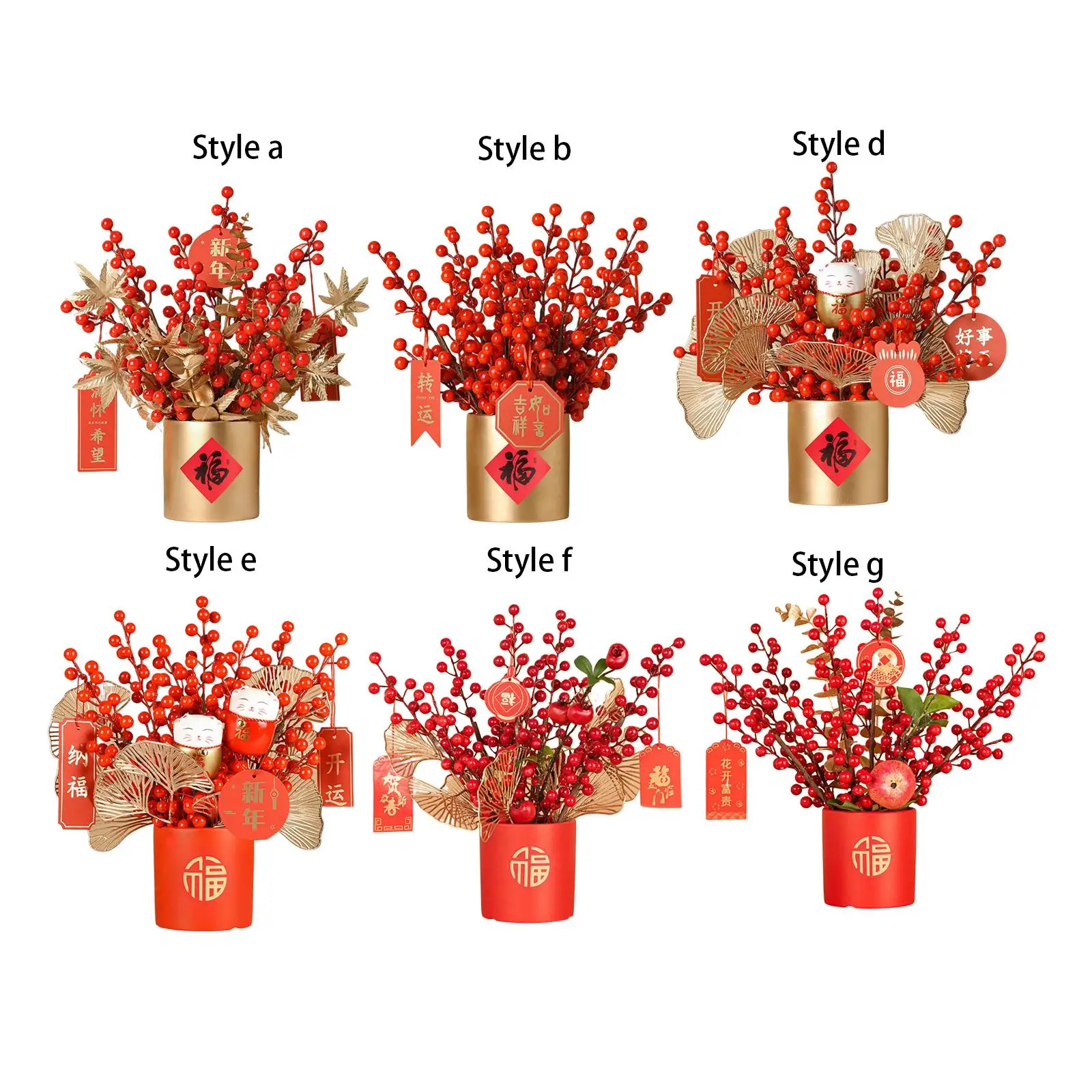 Artificial Floral Pot Chinese Decoration Party Decor Collectible New Year
