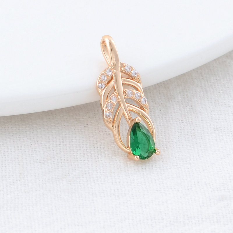 6pcs 8x20mm 14k echt vergoldet und Zirkon feder Charms Anhänger Schmuck herstellung liefert DIY Zubehör – Detail 5