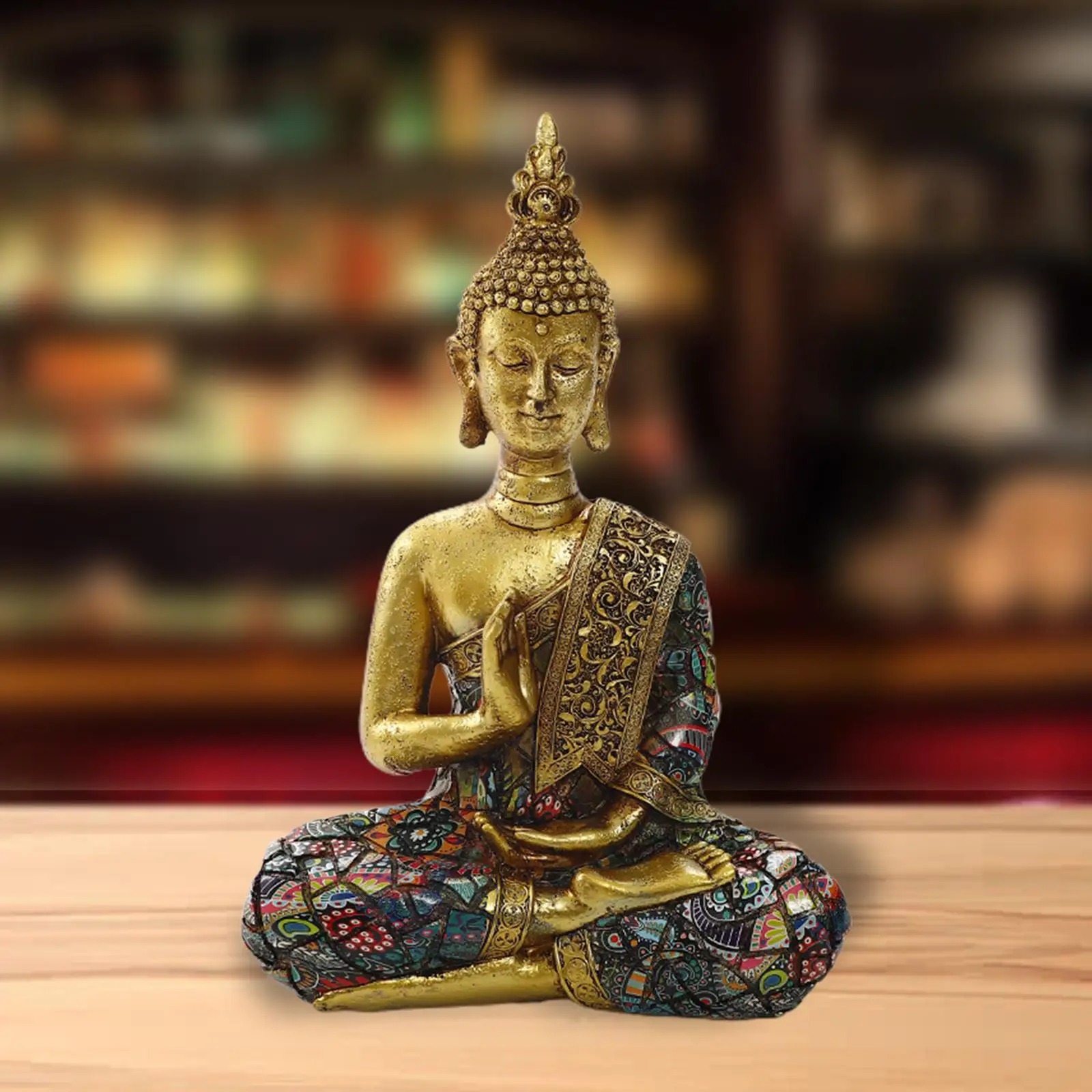 Seated Buddha Statue Zen Sculpture Sitting Figurines Spiritual Artwork Craft