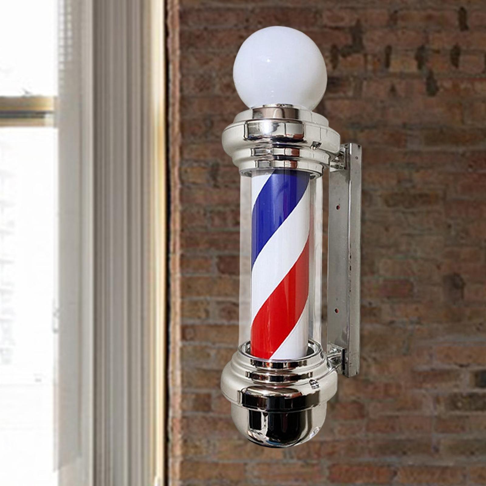 Barber Pole LED Light Rotating Rainproof Wall Mounted Stripes with Ball Hair Salon Shop Sign Light for Indoor Party Hairdressing