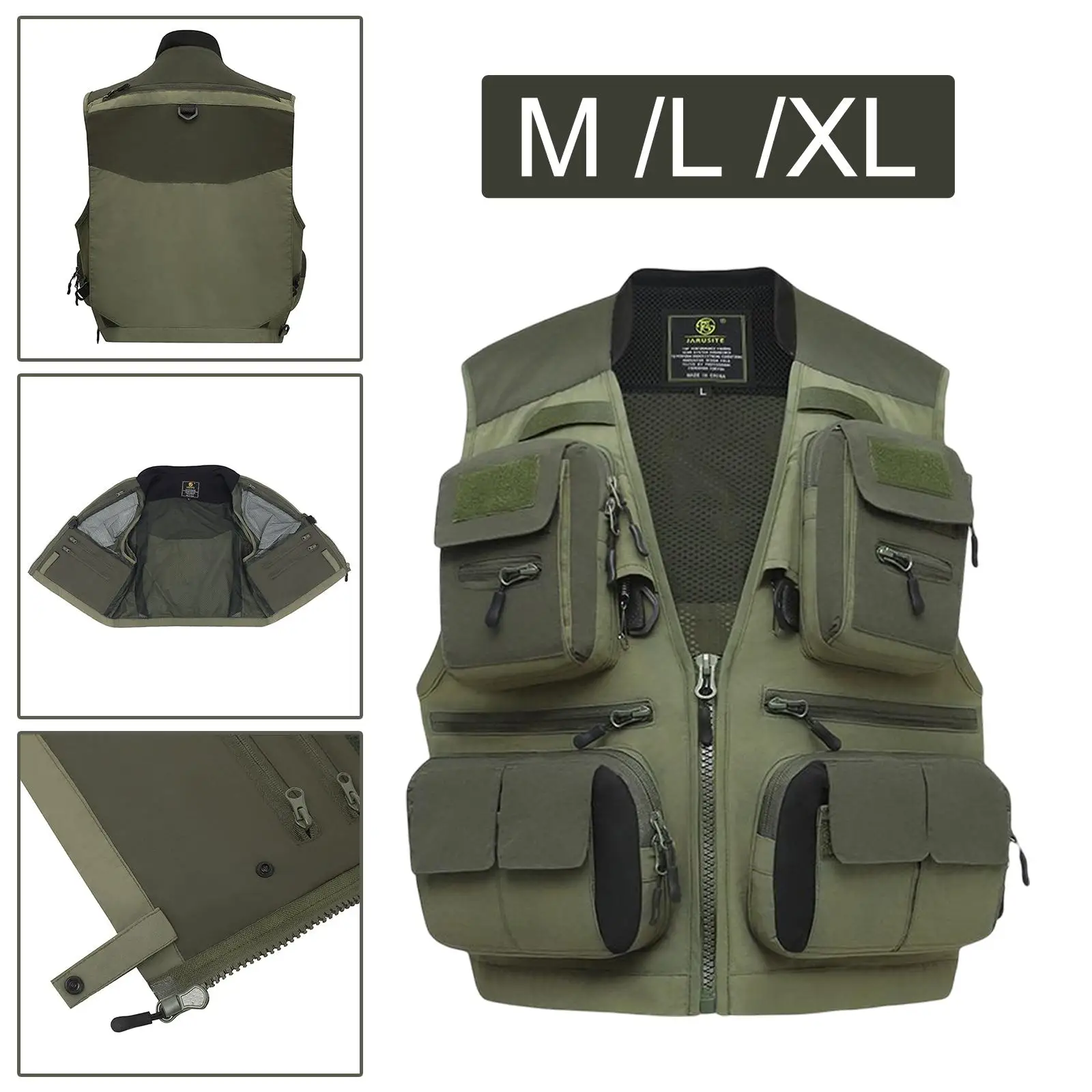 Nylon Sleeveless Jacket Waistcoat  Breathable Adjustable ,Mesh Fishing  for Camping Hunting Training Photography  Work
