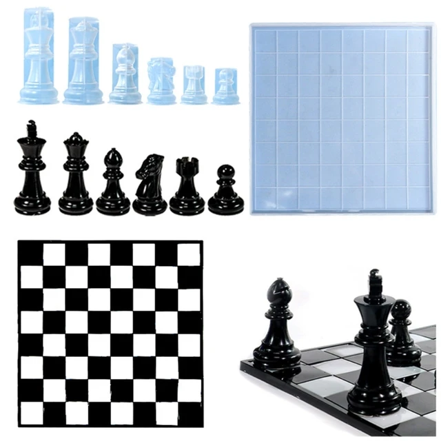 Rainha rei peça de xadrez cristal uv molde de silicone peça de xadrez molde  internacional peças xadrez damas resina cola epoxy moldes de silicone -  AliExpress