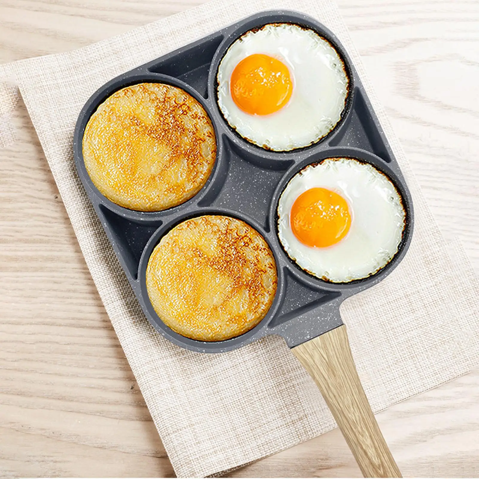 4 Cups Egg Frying Pan Egg Skillet Suitable for Gas and Induction Cooker with Removable Handle Fried eggs pan for Burger