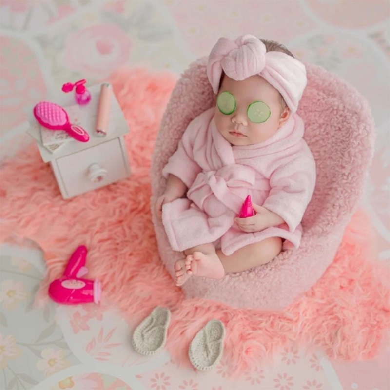 Neugeborenen Fotografie Requisiten Bademäntel Mädchen Foto Outfit Baby Posiert Kostüm Bad Robe Set A2UB – Detail 1