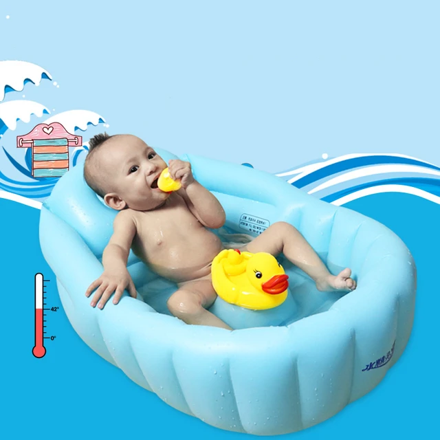 Bañera inflable para niños, los artículos de tocador son fáciles de  almacenar y espesar, las bañeras para bebés recién nacidos pueden sentarse  y acostarse - AliExpress
