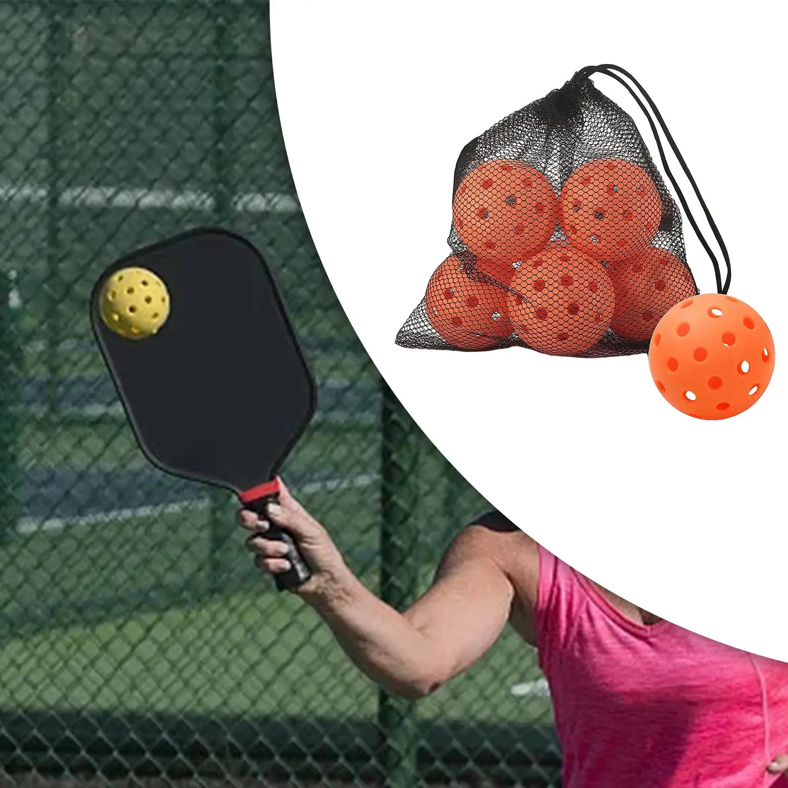 6Pcs Pickleball Balls 74mm Outdoor Pickle Balls for Professional Perfomance