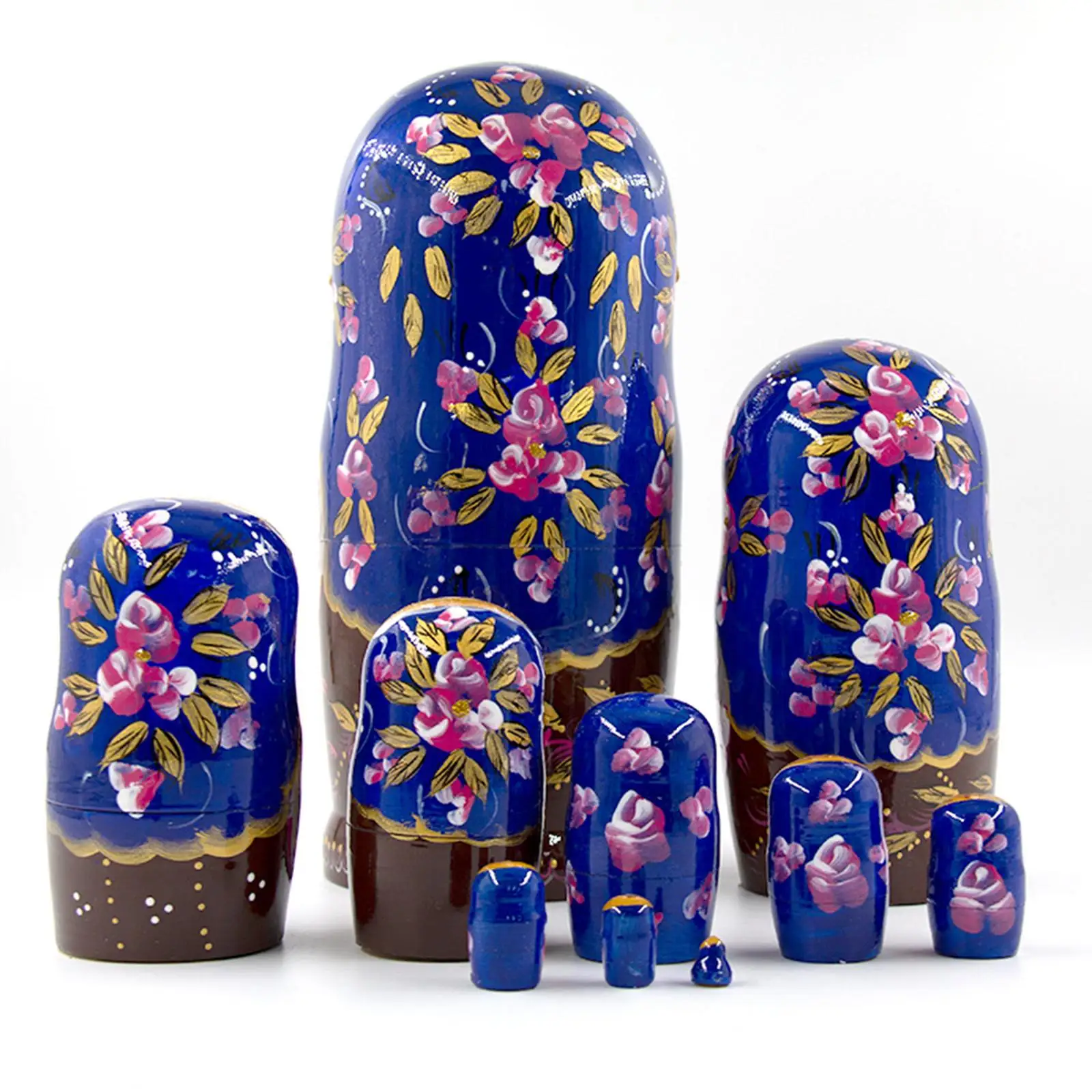 10Pcs Nesting Dolls Toy Collectible Dolls Traditional Matryoshka for Desktop Cafe Office Home Decor