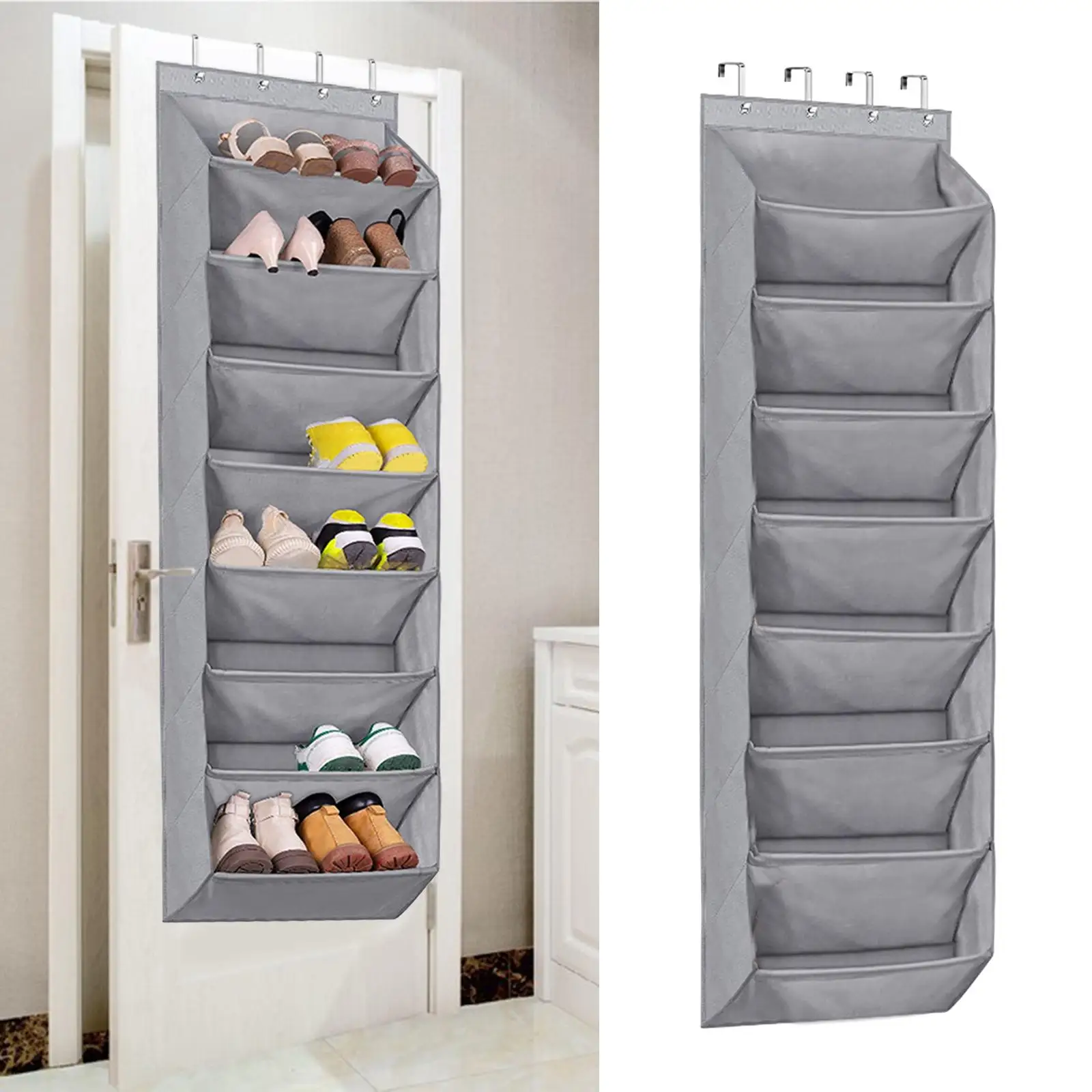 Hanging Shoe Rack 8 Tier Oxford Cloth Resuable for Kids Adults Large Deep Pockets Door Shoe Rack for Baby Items Clothing