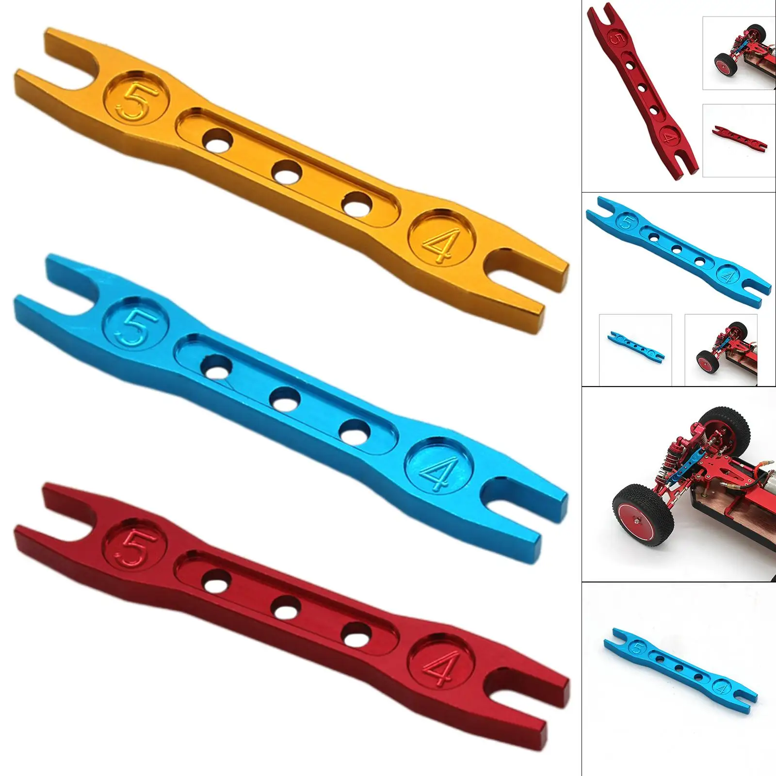 Adjustable Open-End Wrench Spanner Handle Small Aluminum Alloy 4mm 5mm Repair Tool for 124019 144001 144002 Climbing Crawler