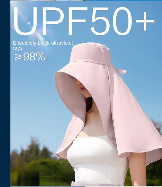 Fashion Summer Sun Hat Women Bucket Hat Anti-UV Shawl 2in1 Korea