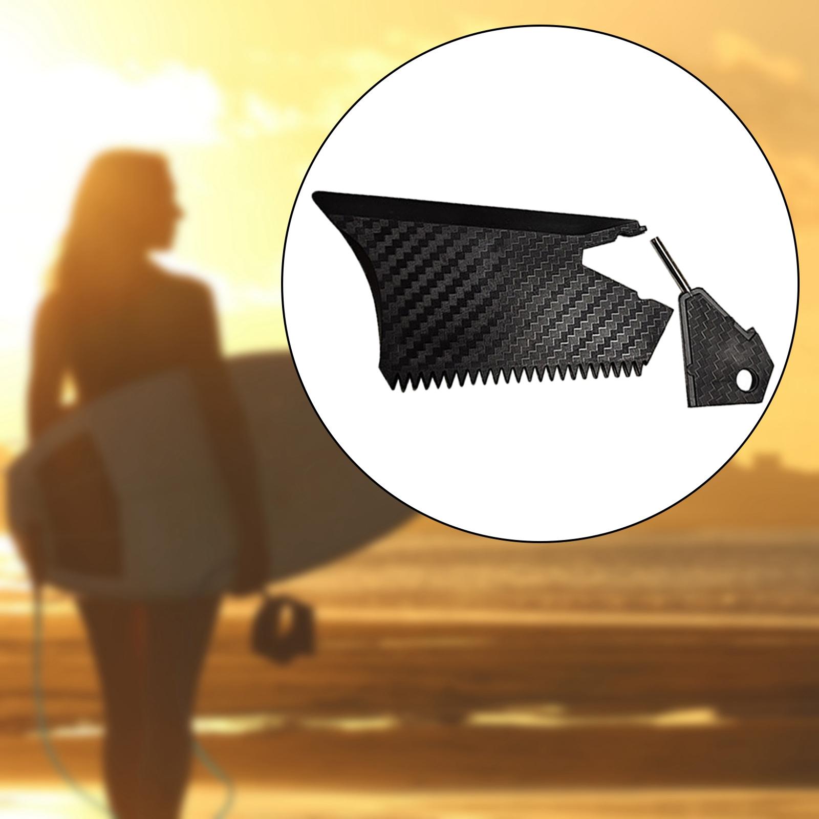 Surfboard Wax Comb Surfing Board Wax Cleaner Tool Black with Keychain Hole with